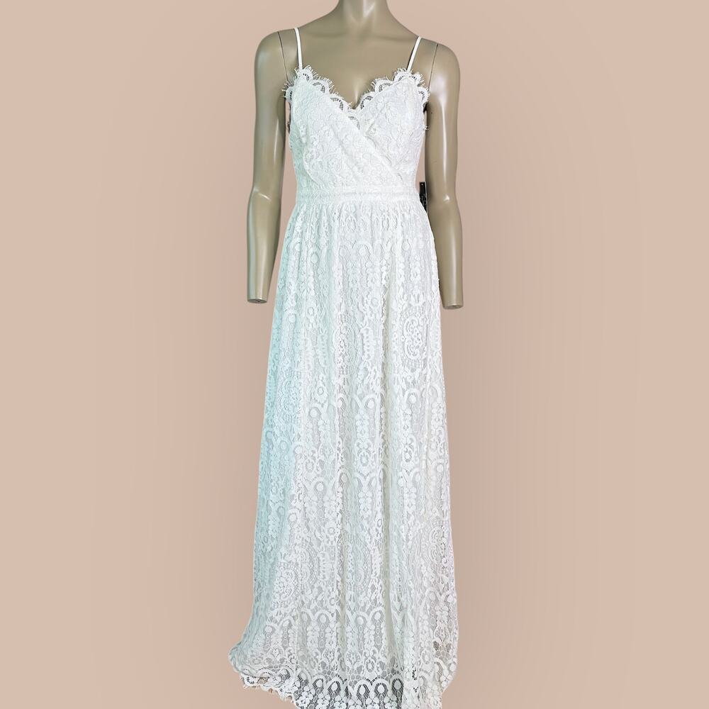 Lulus Womens New Laced Maxi Dress Spaghetti Straps Size XS Unending Love White